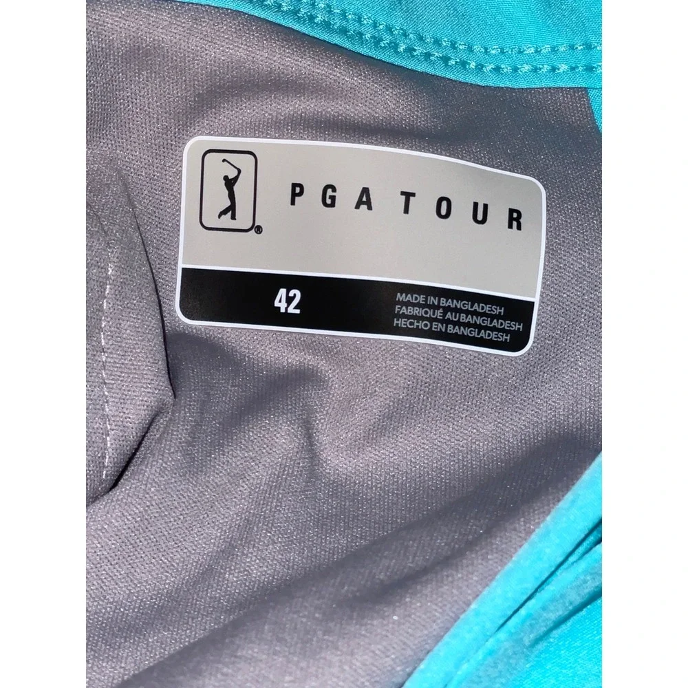 PGA TOUR Golf‎ Shorts Flat Front Active Flex Waist Aqua Blue Mens Size 42